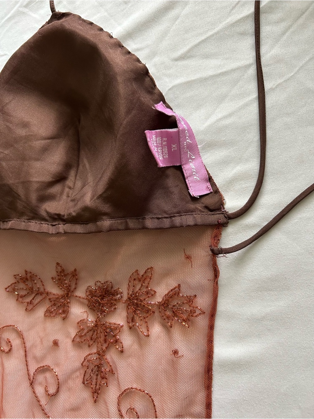 Y2K Brown Beaded Halter Top By Speed Limit NYC - Picture 9 of 10